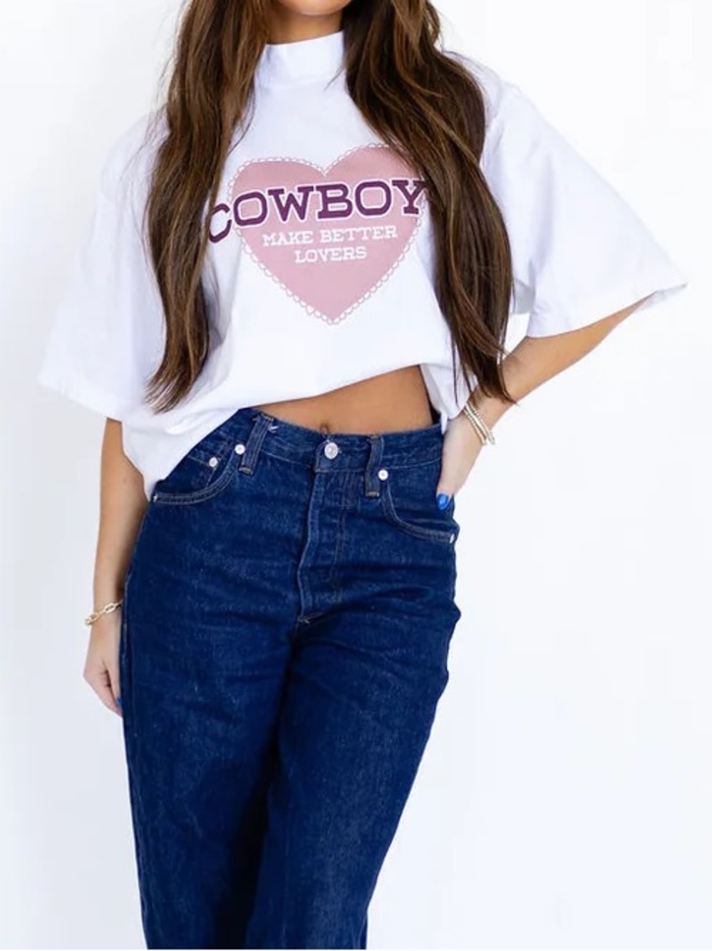 Homewurk Cowboys Make Better Lovers Mockneck Tee : Medium